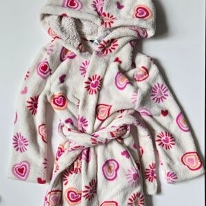 Cozy Kids Heart and Flower Print Pajama Robe